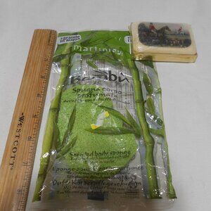 2 NEW BATH BODY SPONGE & SOAP BAR HORSE JOCKEY DESIGN FRENCH MILLED 🔥